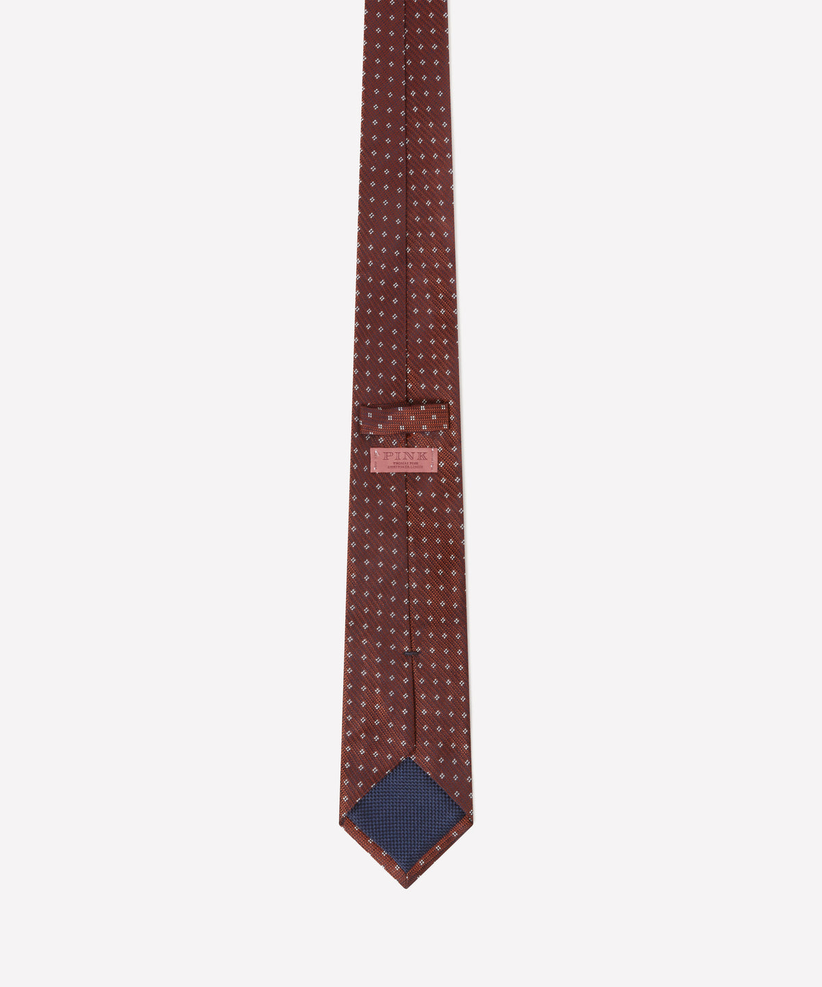 Deep Orange & White Four Dot Floral Motif Silk Tie