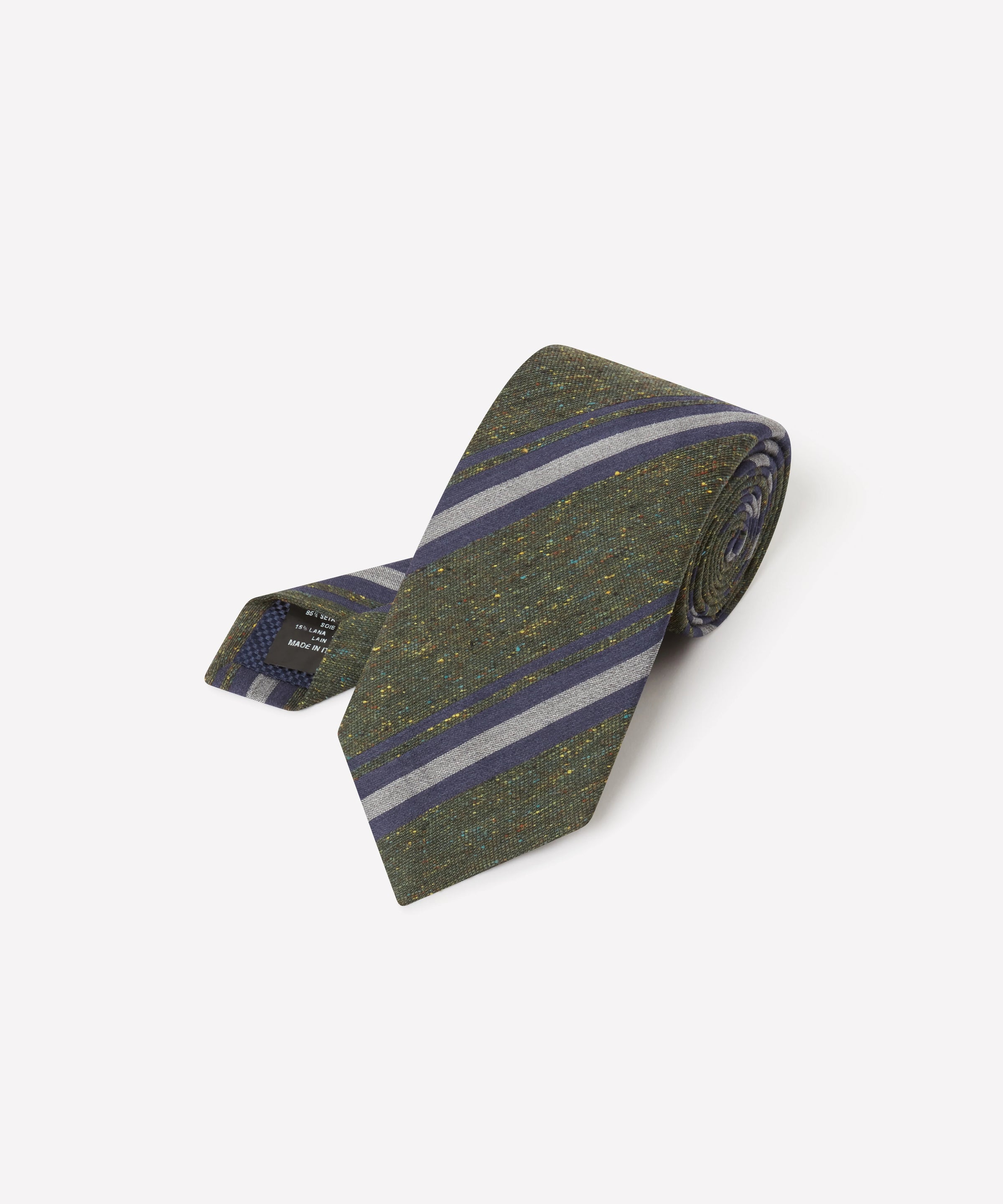Green & Navy Slub Contrast Stripe Silk Tie