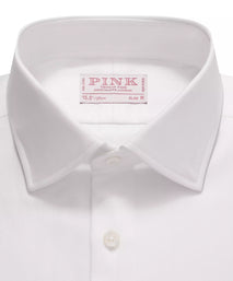 White Slim Fit Twill Herringbone Formal Shirt