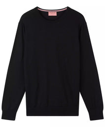 Black Merino Wool Crew Neck Sweater