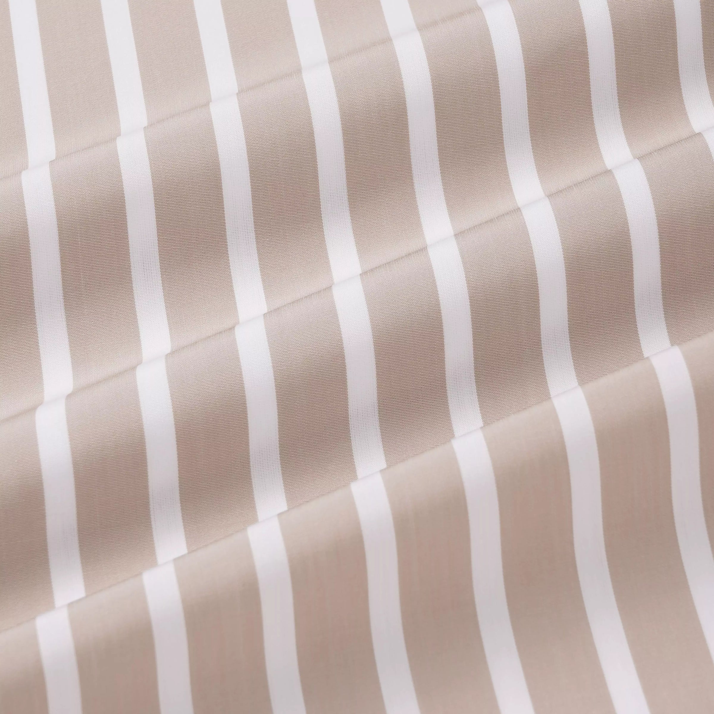 Beige & White Classic Fit Double Cuff Butcher Stripe Formal Shirt