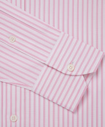 Pink & White Classic Fit Smart Casual Cotton Stripe Shirt