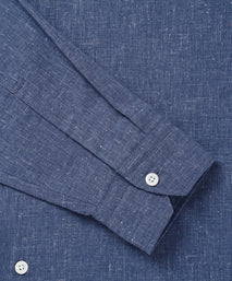 Blue Slim Fit Smart Casual Slub Cotton Shirt