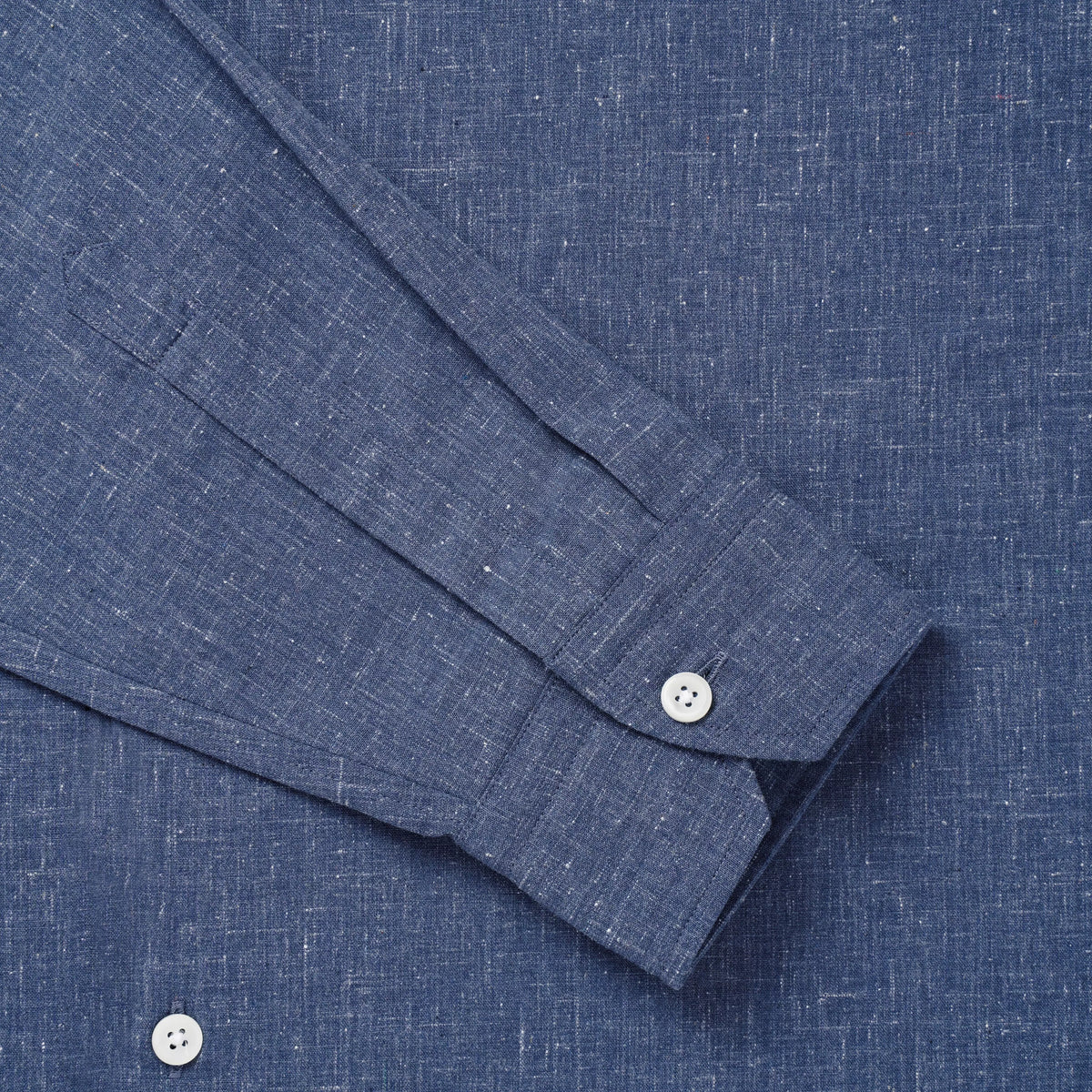 Blue Slim Fit Smart Casual Slub Cotton Shirt