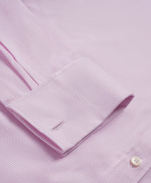 Pale Pink & White Tailored Fit Double Cuff Jacquard Micro Check Formal Shirt
