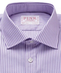 Purple & White Classic Fit Piquet Stripe Formal Shirt