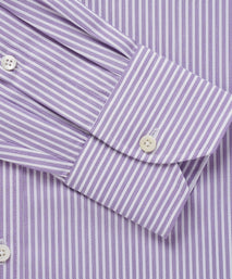 Purple & White Classic Fit Piquet Stripe Formal Shirt