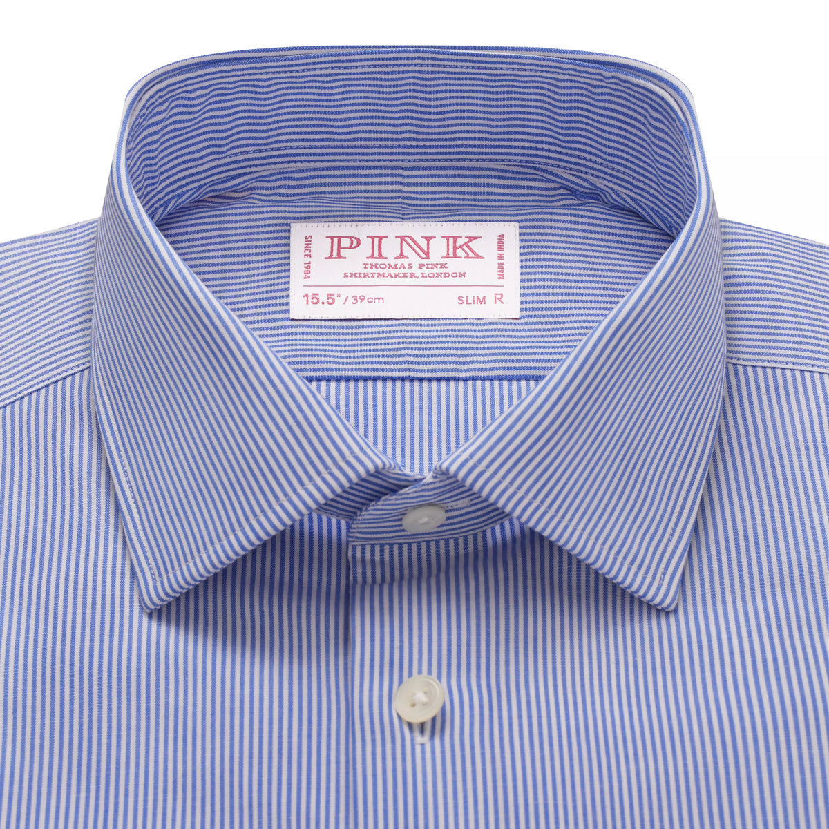 Blue & White Slim Fit Panama Thin Stripe Formal Shirt