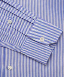 Blue & White Slim Fit Panama Thin Stripe Formal Shirt