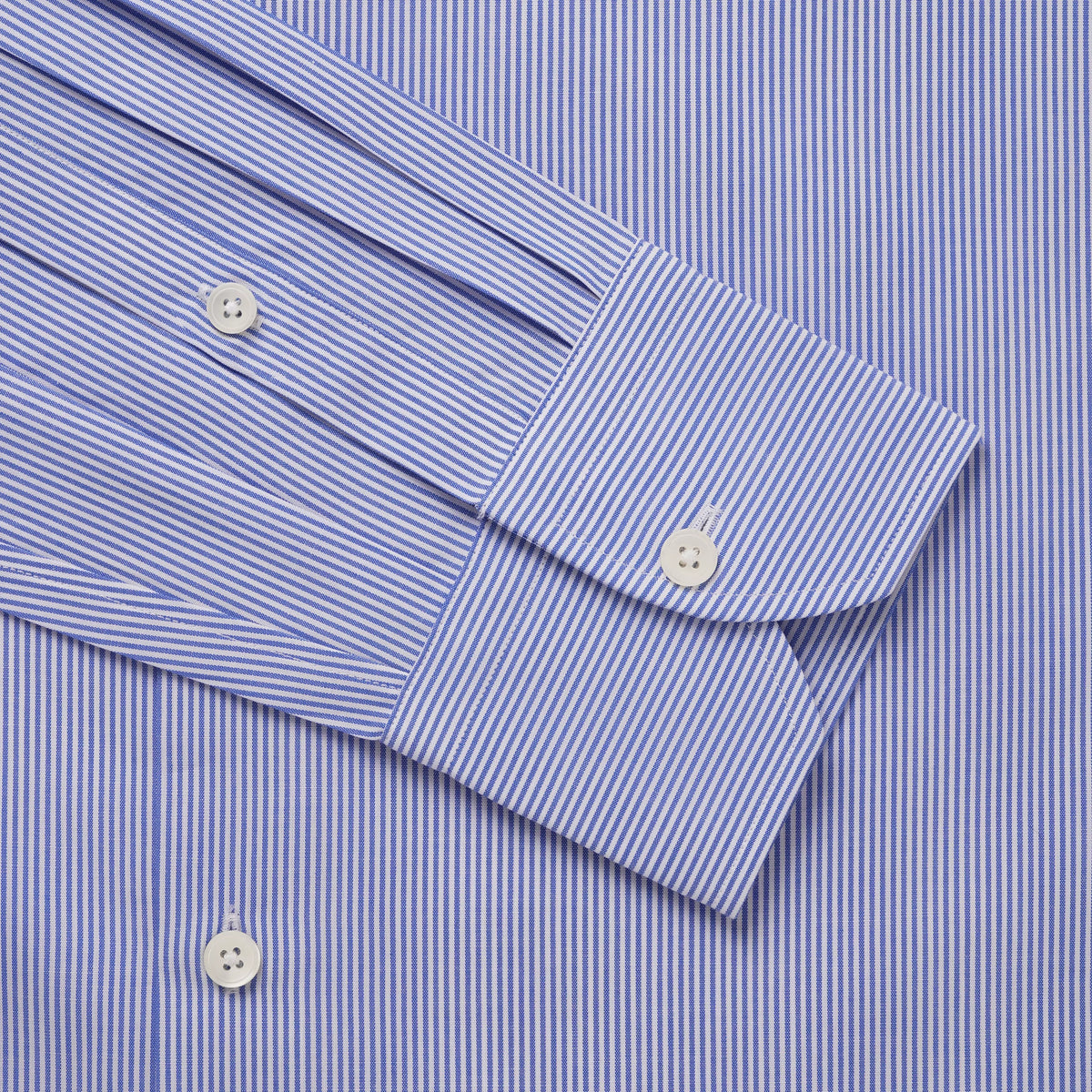 Blue & White Slim Fit Panama Thin Stripe Formal Shirt