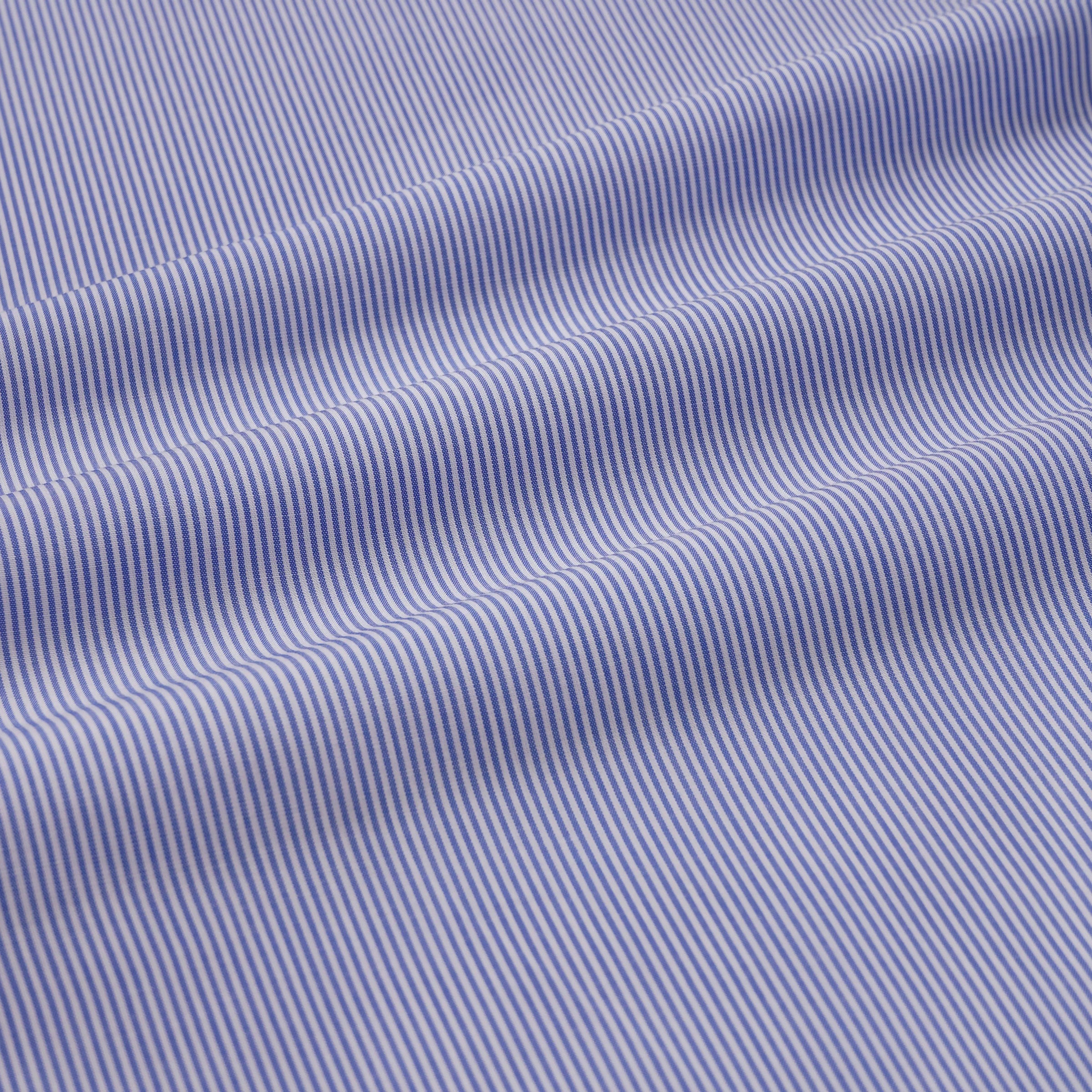 Blue & White Slim Fit Panama Thin Stripe Formal Shirt