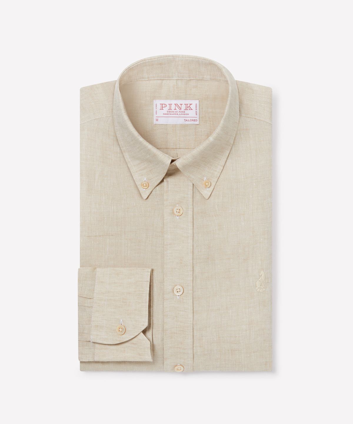 Stone Tailored Fit Essential Linen Button Down Smart Casual Shirt