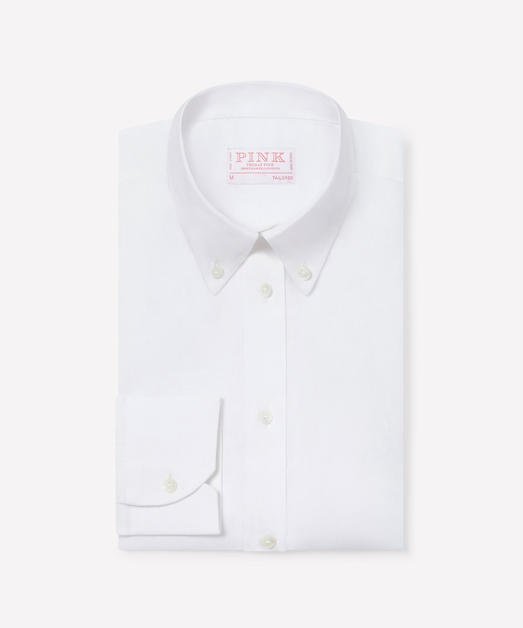 White Tailored Fit Essential Linen Button Down Smart Casual Shirt